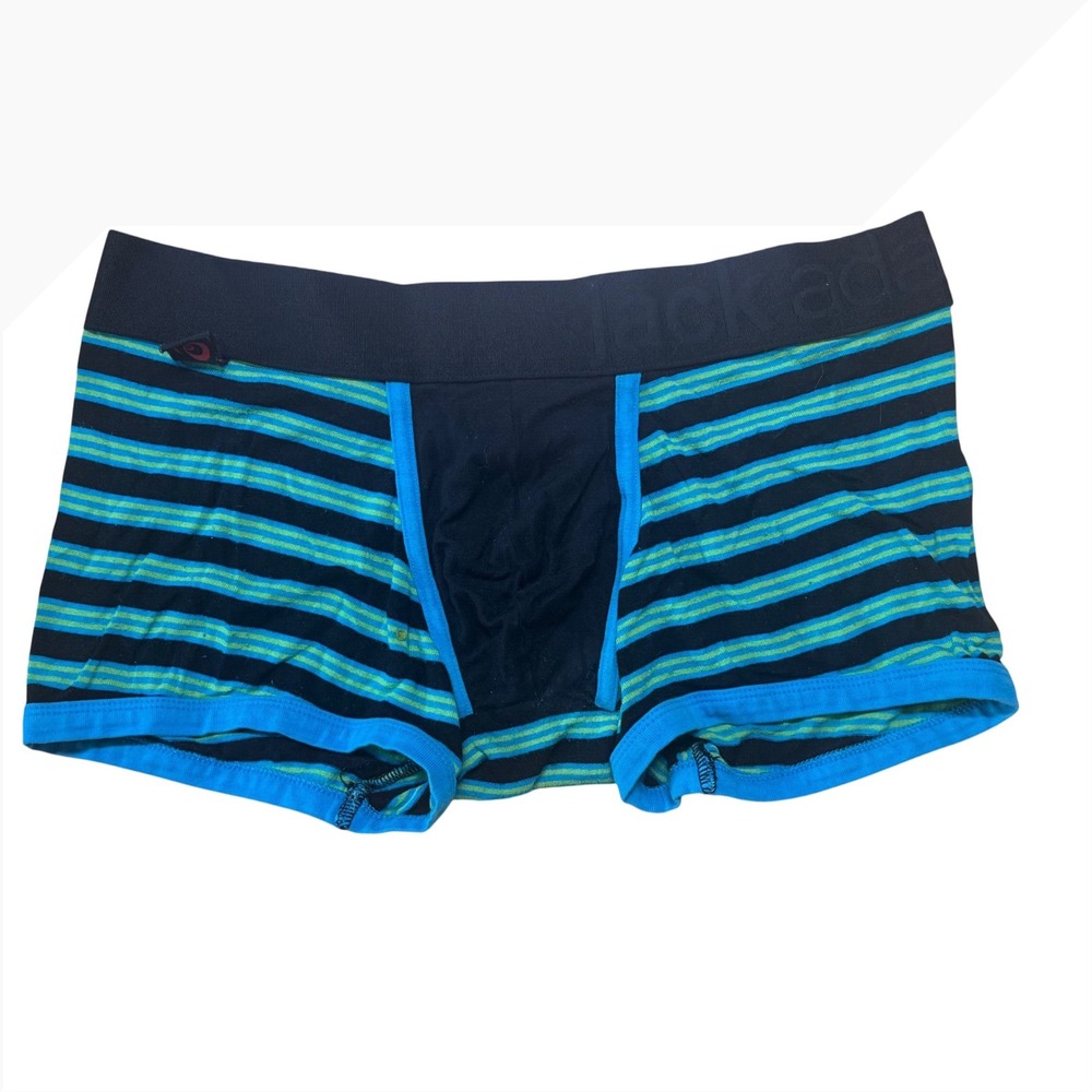 Jack Adams Mens Striped Trunk Underwear Black Blue Green Modal Stretch Size S